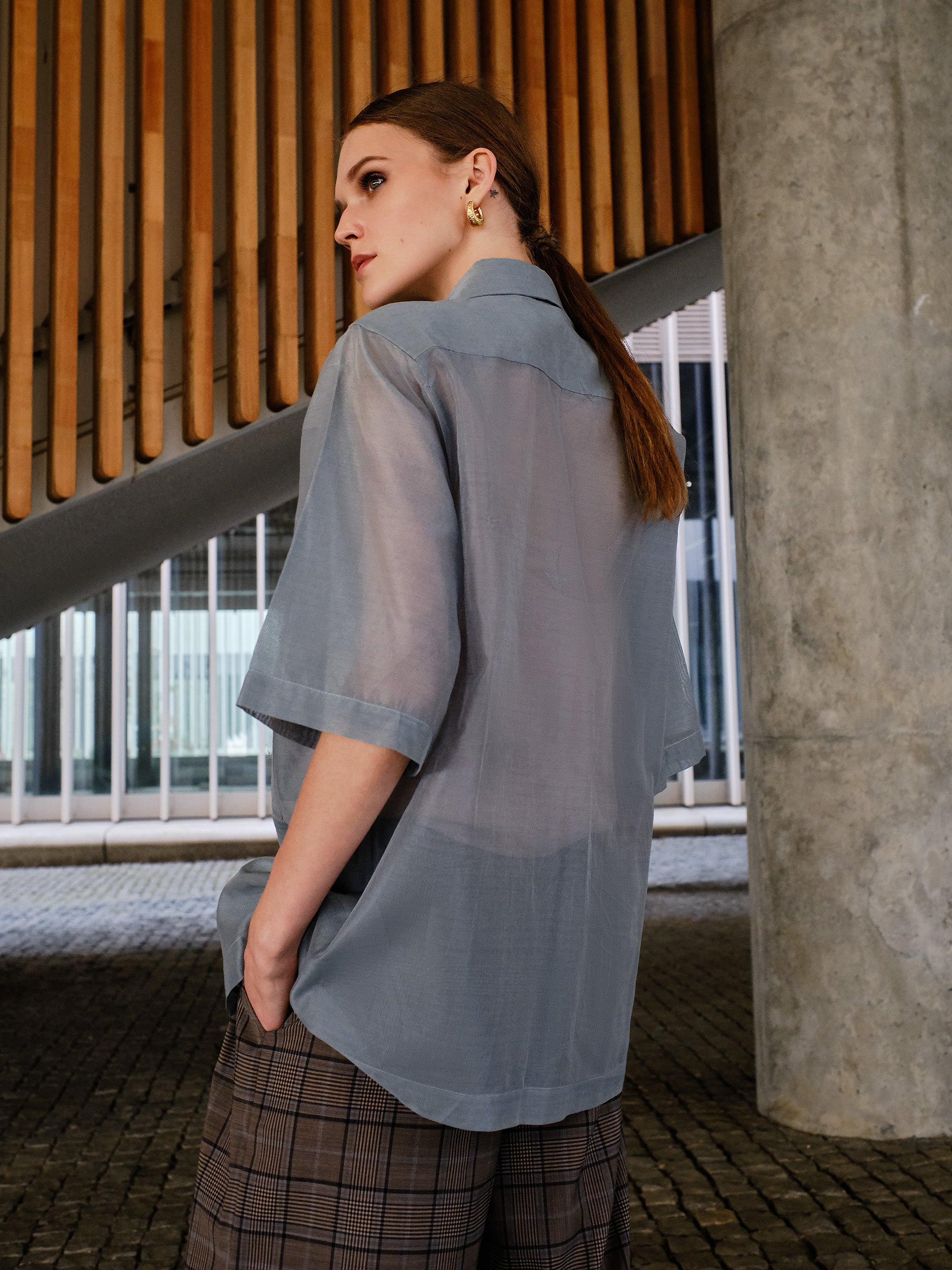 Organza Shirt in Blue