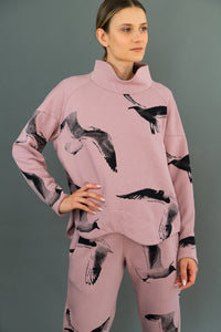 Pale Pink Sweatshirt "Seagulls"