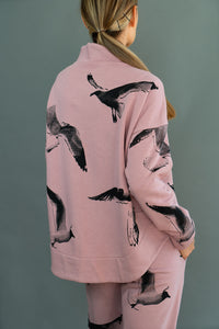 Pale Pink Sweatshirt "Seagulls"