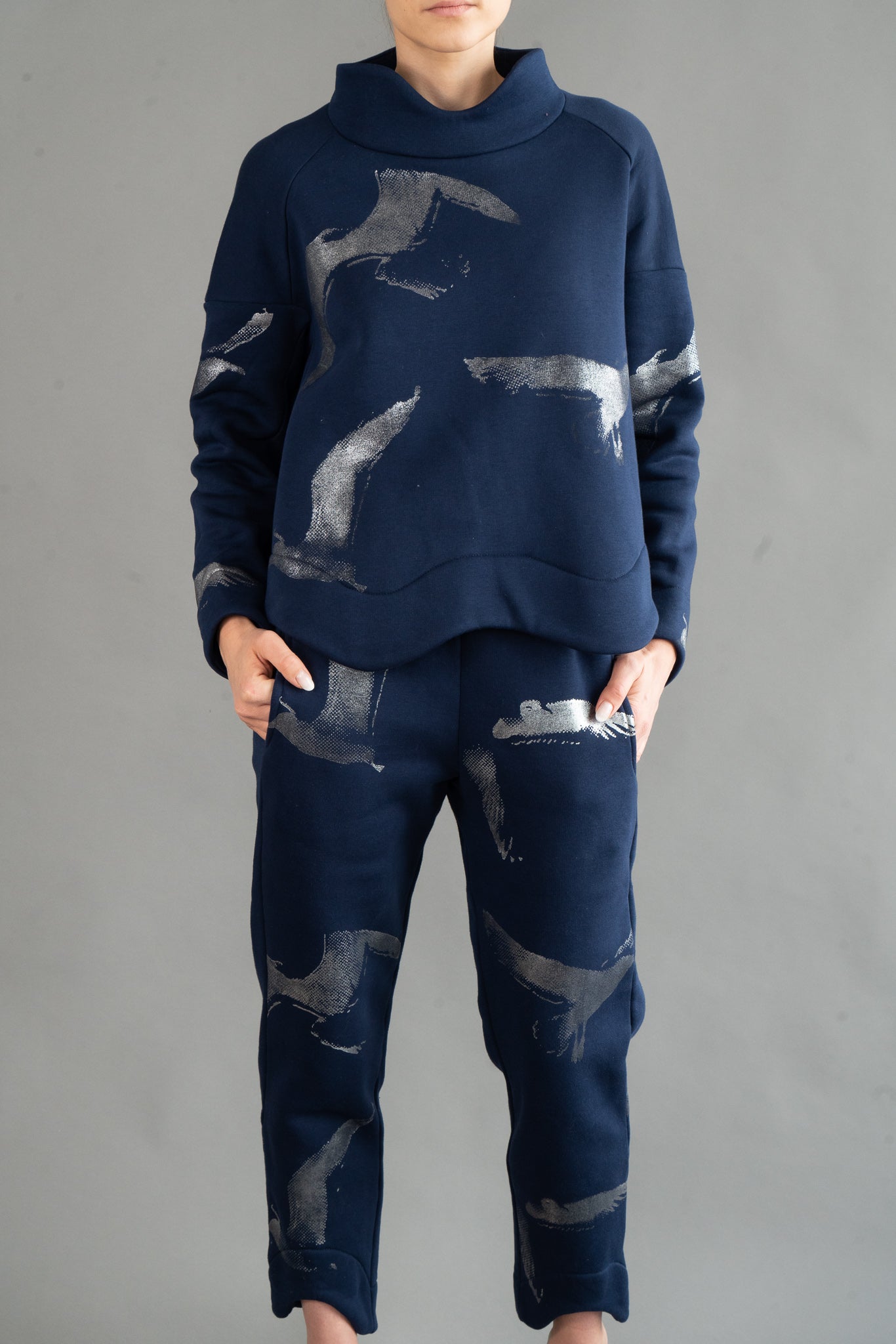 Navy Blue Sweatshirt with "Silver Seagulls"