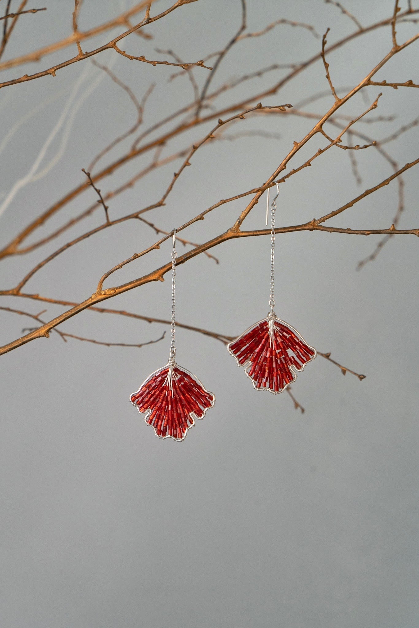 Red GINGKO Earrings