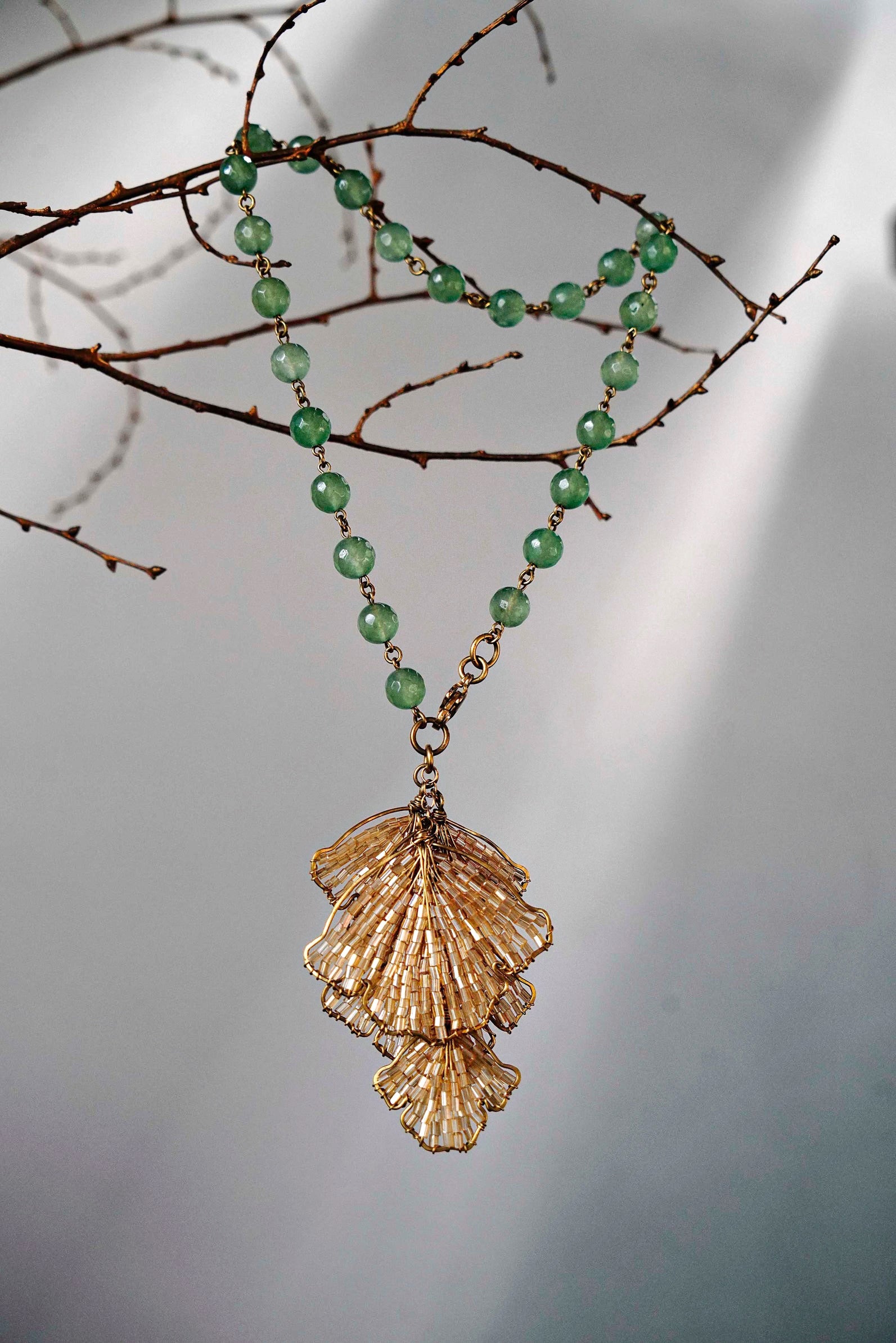 Jade Ginkgo Necklace/Bracelet