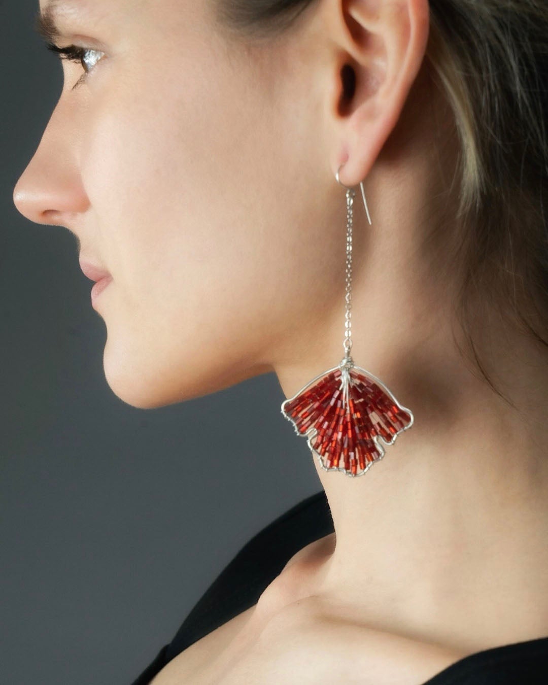 Red GINGKO Earrings